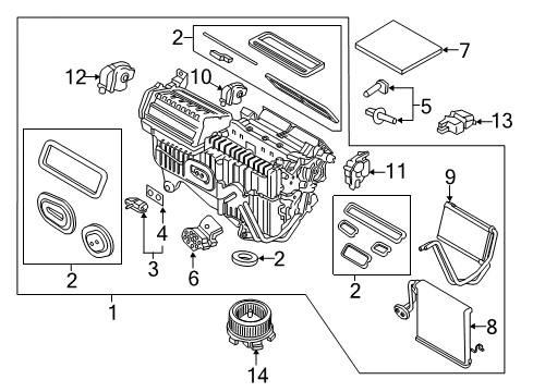 2017 Ford Edge HVAC Case AC & Heater Assembly Seal Kit Diagram for DG9Z-19W700-C