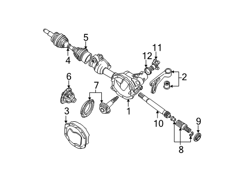 2002 Ford Explorer Sport Trac Carrier & Front Axles Axle Housing Bracket Diagram for 3L5Z-3K090-AA