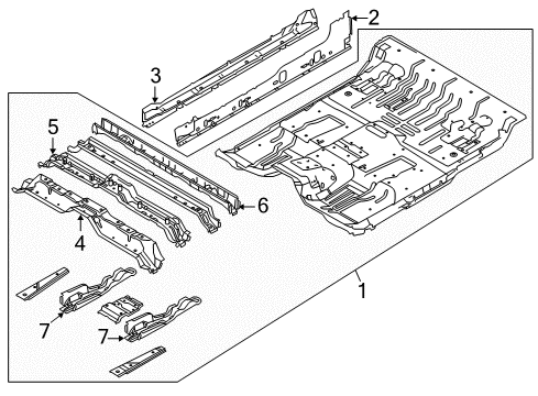 2013 Ford F-150 Floor Reinforcement Diagram for 9L3Z-1810143-A