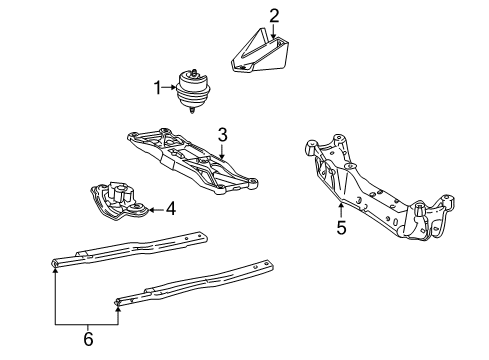 2005 Lincoln LS Engine & Trans Mounting Support Assembly Diagram for XW4Z-6A023-BA