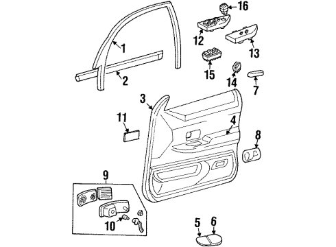 2001 Ford Crown Victoria Front Door Window Switch Diagram for XW7Z-14529-AB