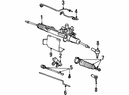 2000 Lincoln Continental Steering Column, Steering Gear & Linkage, Steering Wheel & Trim Outer Tie Rod End Diagram for 1F3Z-3A130-A