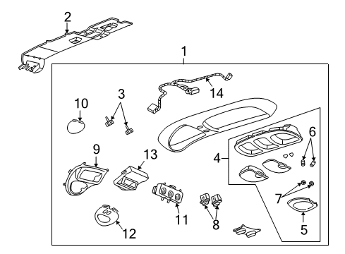 1999 Ford Expedition Overhead Console Switch Assembly Diagram for XL1Z-14529-DA