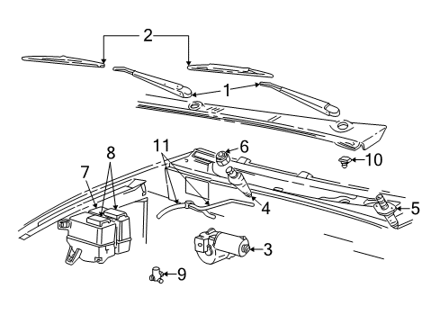 2005 Ford Ranger Wiper & Washer Components Arm & Pivot Assembly Diagram for 6L5Z-17567-AA