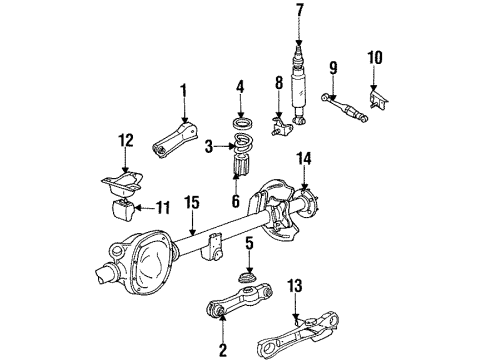 1995 Ford Mustang Rear Suspension Components, Axle Housing, Lower Control Arm, Stabilizer Bar Lower Control Arm Diagram for F4ZZ-5A649-A