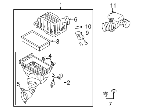 2007 Mercury Mountaineer Powertrain Control Air Cleaner Assembly Diagram for 7L2Z-9600-C
