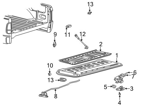 2003 Ford F-150 Tail Gate Access Cover Diagram for F65Z-8343121-AC