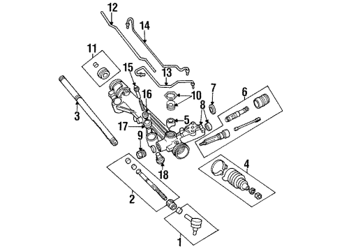 1996 Ford Windstar P/S Pump & Hoses, Steering Gear & Linkage Outer Tie Rod Diagram for 3F2Z-3A130-BA