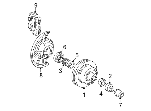 2000 Ford E-350 Econoline Club Wagon Front Brakes Front Speed Sensor Diagram for XC2Z-2C205-BB