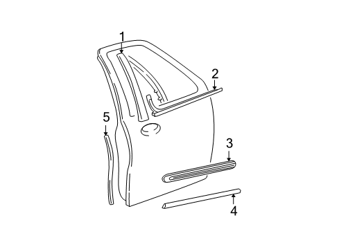 2000 Ford Expedition Exterior Trim - Front Door Upper Molding Diagram for 1L1Z-7820982-AA