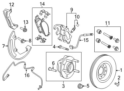 2013 Lincoln MKT Brake Components Rotor Diagram for GG1Z-1125-A