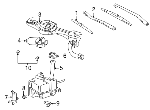 2002 Lincoln LS Wiper & Washer Components Wiper Arm Diagram for 1W4Z-17527-AA