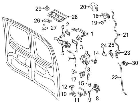 2014 Ford Transit Connect Cargo Door Striker Diagram for DT1Z-16758-D