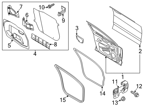 2020 Ford SSV Plug-In Hybrid Front Door Outer Panel Diagram for DS7Z-5420200-A