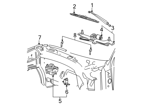 1997 Ford Expedition Windshield - Wiper & Washer Components Front Washer Pump Diagram for F75Z-17664-AB