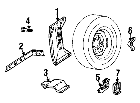 1996 Ford F-250 Carrier & Components - Spare Tire Mount Bolt Nut Diagram for C8AZ1462B