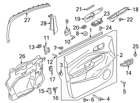 2013 Ford C-Max Interior Trim - Front Door Window Molding Diagram for AM5Z-5851752-A