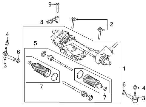 2015 Ford Mustang Steering Column & Wheel, Steering Gear & Linkage Gear Assembly Diagram for FR3Z-3504-A