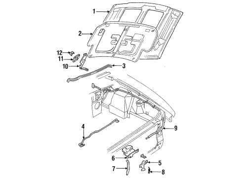 1994 Ford Mustang Hood & Components Lock Diagram for F4ZZ-16700-A