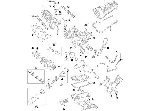 2001 Lincoln LS Engine Parts, Mounts, Cylinder Head & Valves, Camshaft & Timing, Oil Cooler, Oil Pan, Oil Pump, Crankshaft & Bearings, Pistons, Rings & Bearings Chain Guide Diagram for 2W9Z-6K297-AB