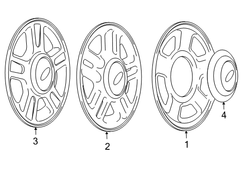 2003 Ford Expedition Wheels, Covers & Trim Hub Cap Diagram for 2L1Z-1130-CA