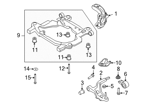 2011 Ford Taurus Front Suspension Components, Lower Control Arm, Stabilizer Bar Crossmember Diagram for AG1Z-5C145-A