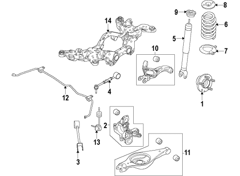 2013 Ford Flex Rear Suspension Components, Lower Control Arm, Upper Control Arm, Stabilizer Bar Coil Spring Diagram for DA8Z-5560-D