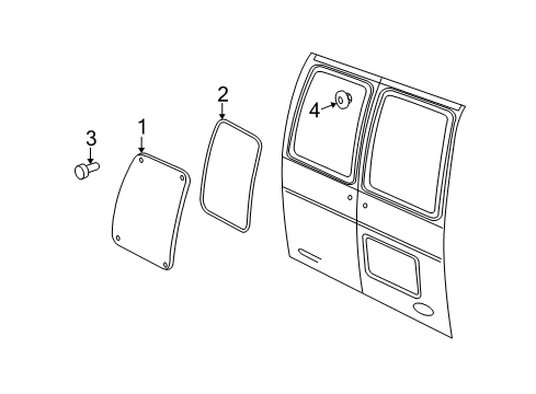 2014 Ford E-150 Back Door - Glass & Hardware Glass Assembly Diagram for F8UZ-1542006-BD