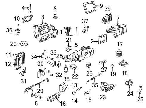 2002 Lincoln Blackwood A/C Evaporator & Heater Components Lower Case Support Diagram for F65Z-19A804-AA