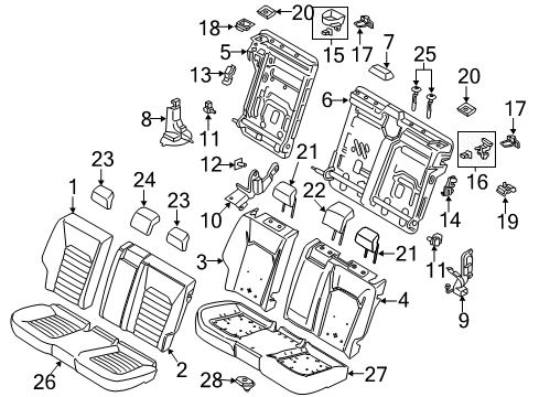 2020 Ford Fusion Rear Seat Components Seat Back Pad Diagram for DS7Z-5466801-M