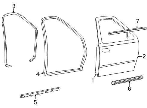 2003 Ford F-150 Front Door & Components, Exterior Trim Weatherstrip On Body Diagram for 2L3Z-1520708-AA