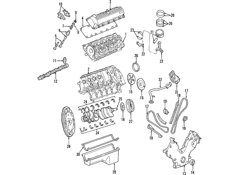 1997 Ford E-350 Econoline Club Wagon Engine Parts, Mounts, Cylinder Head & Valves, Camshaft & Timing, Oil Cooler, Oil Pan, Oil Pump, Crankshaft & Bearings, Pistons, Rings & Bearings Cylinder Head Diagram for XC2Z-6049-CA