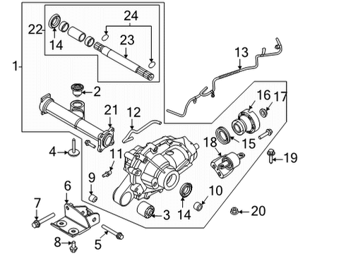 2022 Ford Bronco Carrier & Components - Front Rear Bracket Nut Diagram for -W717741-S442