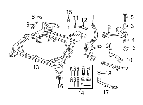 2006 Lincoln Zephyr Front Suspension Components, Lower Control Arm, Upper Control Arm, Stabilizer Bar Crossmember Diagram for 6H6Z-5C145-AA
