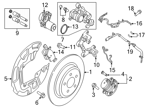 2018 Ford Edge Brake Components Splash Shield Diagram for E1GZ-2C028-B