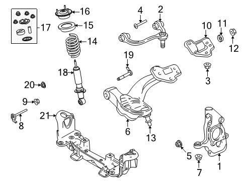 2008 Lincoln Town Car Front Suspension Components, Lower Control Arm, Upper Control Arm, Stabilizer Bar Lower Ball Joint Diagram for 6W1Z-3050-A