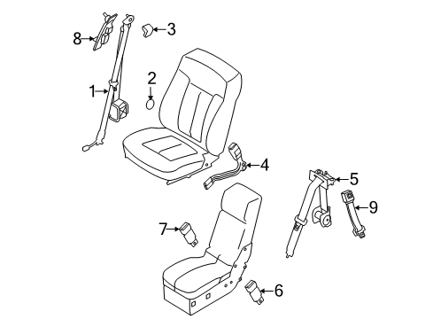 2010 Ford F-150 Front Seat Belts Extension Diagram for 1W6Z-63611C22-AAA