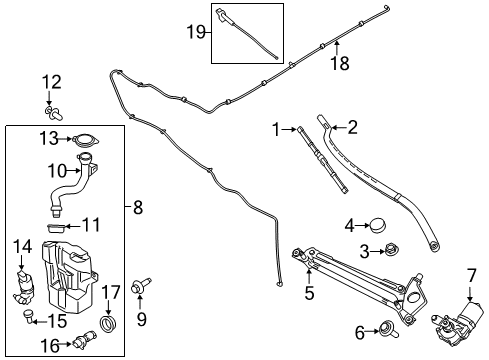 2019 Lincoln MKC Windshield - Wiper & Washer Components Front Arm Diagram for EJ7Z-17526-A