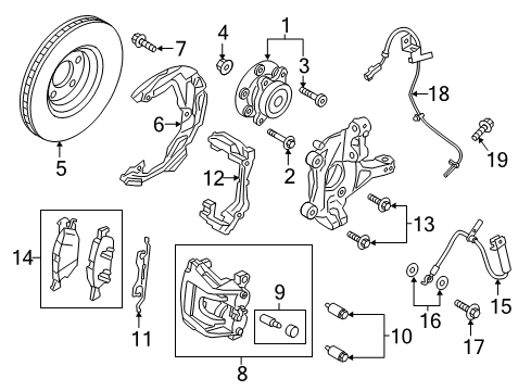2017 Ford Edge Brake Components Front Pads Diagram for F2GZ-2001-K
