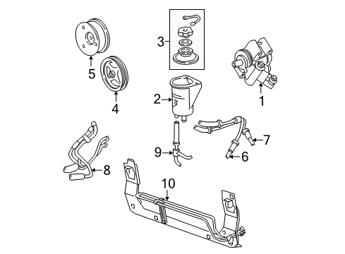 2001 Ford Mustang Belts & Pulleys Power Steering Pump Diagram for F6ZZ-3A674-ACRM