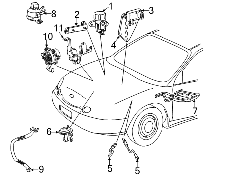 2001 Ford Taurus EGR System Vapor Canister Solenoid Diagram for F7DZ-9C915-AA