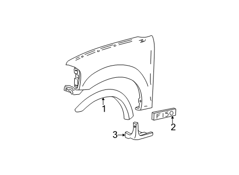 2003 Ford F-150 Exterior Trim - Fender Nameplate Diagram for 3L3Z-16720-AA