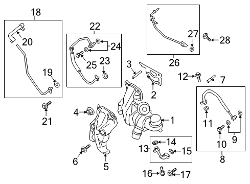 2020 Ford Fusion Turbocharger Oil Feed Tube Diagram for F2GZ-6K679-A