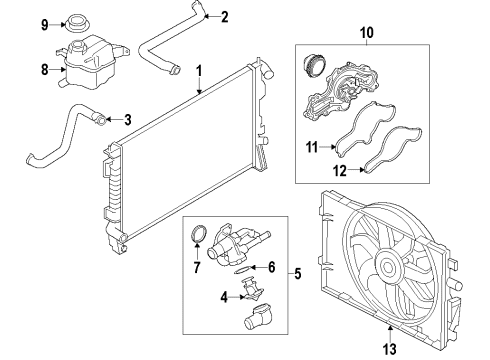 2009 Lincoln MKS Cooling System, Radiator, Water Pump, Cooling Fan Outer Gasket Diagram for 7T4Z-8507-A