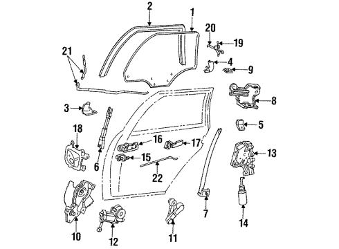 1995 Ford Taurus Rear Door Glass & Hardware, Lock & Hardware Actuator Diagram for F8AZ-5426594-A