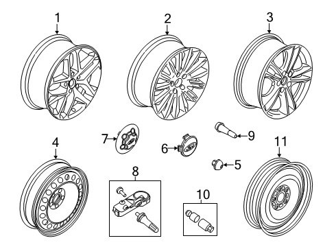 2015 Ford Fusion Wheels & Trim Wheel, Alloy Diagram for DS7Z-1007-N