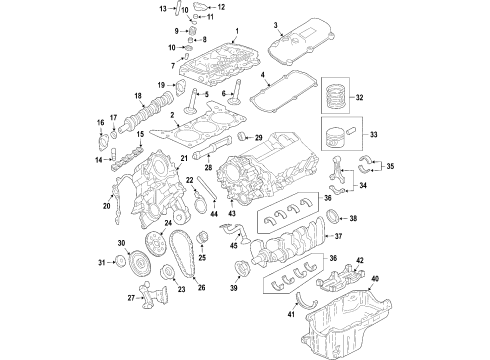 2007 Ford Freestar Engine Parts, Mounts, Cylinder Head & Valves, Camshaft & Timing, Oil Pan, Oil Pump, Balance Shafts, Crankshaft & Bearings, Pistons, Rings & Bearings Gear Diagram for XF2Z-6A303-AA
