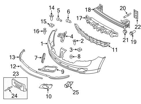 2011 Lincoln MKZ Front Bumper Grille Screw Diagram for -W706805-S901