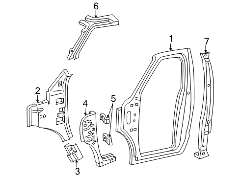 1996 Ford E-250 Econoline Uniside Cowl Side Panel Brace Diagram for F2UZ1502917A