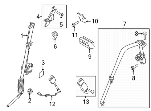 2022 Ford F-150 Front Seat Belts Extension Diagram for 4L5Z-10611C22-AAA
